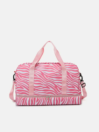 Pink Zebra Striped Oxford Cloth Oversize Duffel Bag for Travel Pink Zebra One Size Travel Bags
