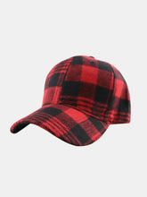 Red and black plaid adjustable cotton baseball cap