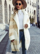 Plaid Button Down Coat with Pockets Beige Woman Outerwear