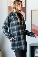 Plaid Button Down Long Sleeve Hooded Cardigan for Women Woman Outerwear