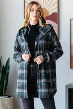 Plaid Button Down Long Sleeve Hooded Cardigan for Women Woman Outerwear