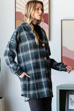 Plaid Button Down Long Sleeve Hooded Cardigan for Women