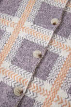 Plaid Button Up Collared Neck Cardigan Woman Outerwear