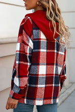 Plaid Button Up Hooded Shacket Woman Outerwear