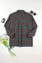 Plaid Button Up Long Sleeve Jacket Woman Outerwear