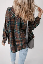 Plaid Button Up Long Sleeve Jacket Woman Outerwear