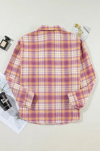 Plaid Collared Neck Button Up Shacket Woman Outerwear
