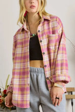 Plaid Collared Neck Button Up Shacket Woman Outerwear