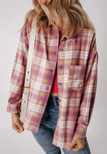 Plaid Collared Neck Button Up Shacket Woman Outerwear