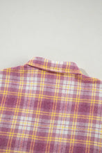 Plaid Collared Neck Button Up Shacket Woman Outerwear