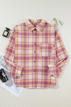 Plaid Collared Neck Button Up Shacket Woman Outerwear