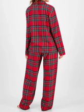 Plaid Collared Neck Button Up Top and Pants Lounge Set Woman Loungewear Sets