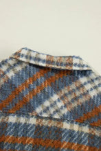 Plaid Collared Neck Jacket with Chest Pockets Woman Outerwear