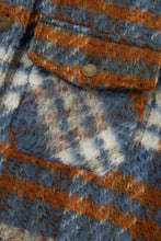 Plaid Collared Neck Jacket with Chest Pockets Woman Outerwear