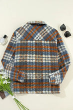 Plaid Collared Neck Jacket with Chest Pockets Woman Outerwear