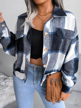 Plaid Collared Neck Long Sleeve Jacket Woman Outerwear