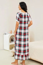 Plaid Lace Trim Nightgown with Short Sleeves Sleep Dresses