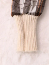 Cream ribbed knit cuff on Plaid Long Sleeve Sweater Dress