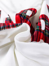 Plaid merry christmas vacation sweatshirt featuring red green and black plaid ribbon with white fabric backing machine wash cold
