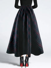 Plaid Midi Skirt with Elastic Waistband