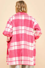 Plaid Open Front Drop Shoulder Longline Coat for Women