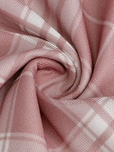 Soft pink and white plaid ruffle trim cami with a woven texture scarf accessory