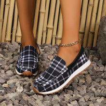 Plaid Slip-On Loafers for Women Black