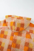 Vintage orange yellow checkered fuzzy blanket in Plaid Teddy Bear Coat