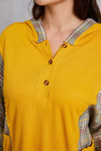 Plaid Waffle-Knit Half Button Hoodie Woman Sweatshirts