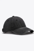 Black distressed denim plain adjustable baseball cap