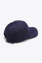 Dark blue plain adjustable cotton baseball cap with strap