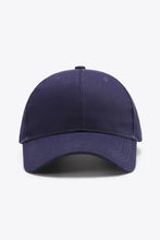 Solid dark blue plain adjustable cotton baseball cap with curved brim