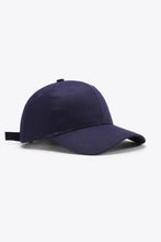 Navy blue plain adjustable cotton baseball cap with strap