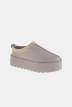 Platform Slip-On Boots with Embroidered Trim for Women Taupe