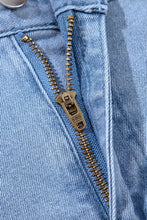 Pleated Patchwork Panel Lightweight Denim Shorts Denim Shorts