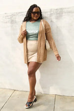 Plus size champagne vibes short sleeve beige cardigan with black trim