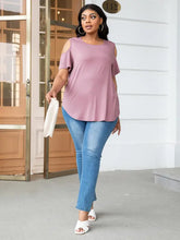 Plus Size Cold-Shoulder Round Neck Curved Hem Tee Woman T Shirts
