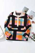 Plus Size Color Block Half Snap Long Sleeve Sweatshirt Woman Sweatshirts