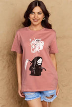 Plus size death graphic short sleeves Simply Love T-shirt with mauve grim reaper design