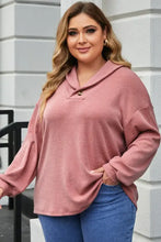 Plus size dropped shoulder collared neck T-shirt in dusty rose