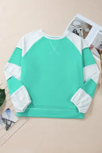 Plus Size Exposed Seam Color Block Long Sleeve Sweatshirt Woman Sweatshirts