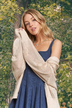Plus size floral sweater cardigan in beige knit with openwork design