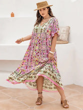 Plus Size Floral Tie Neck Flutter Sleeve Maxi Dress Woman Maxi Dress