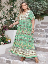 Plus Size Floral Tie Neck Flutter Sleeve Maxi Dress Woman Maxi Dress