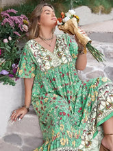 Plus Size Floral Tie Neck Flutter Sleeve Maxi Dress Woman Maxi Dress