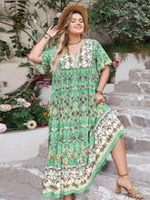 Plus Size Floral Tie Neck Flutter Sleeve Maxi Dress Woman Maxi Dress