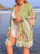 Plus Size Fringe Open Front Cover-Up Swimwear Cover-Ups