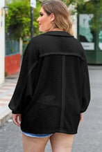 Bluse für Damen in Übergröße mit halber Knopfleiste, Kragen und langen Ärmeln