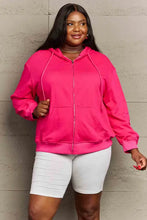 Plus size neon pink angel wings graphic zip-up hoodie with dropped shoulders