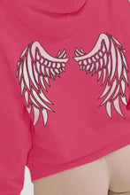 Plus size hot pink angel wings graphic hoodie with dropped shoulders